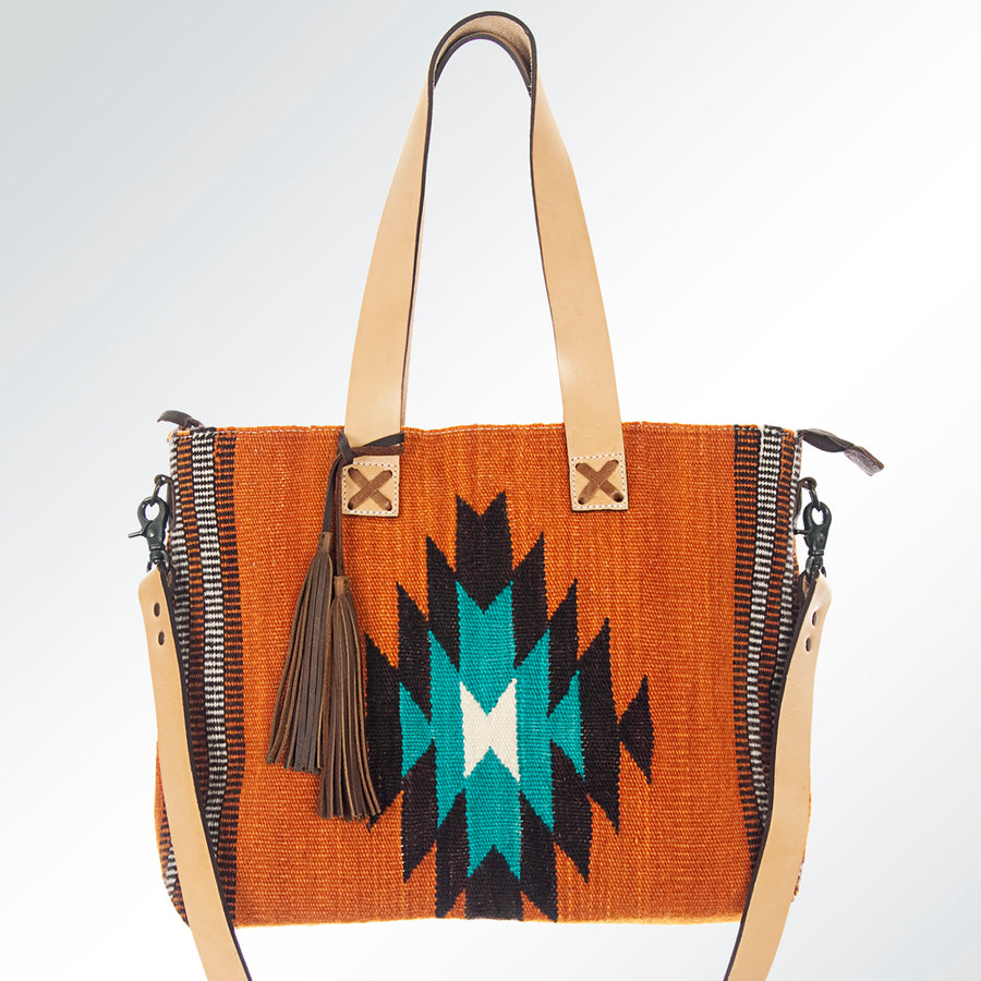 American Darling Tote Bag Hand Woven Saddle Blanket Genuine Leather Western Purse Large Shoulder Bag with YKK Zipper