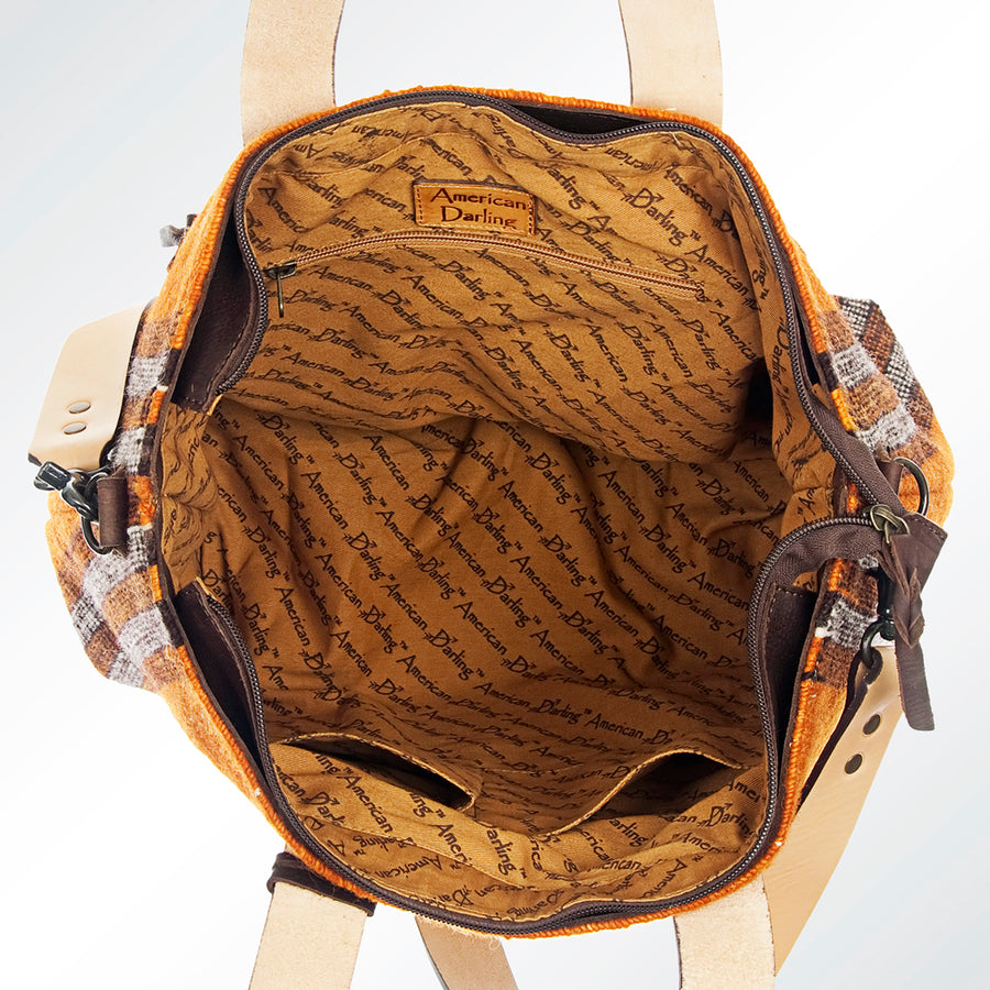 American Darling Tote Bag Hand Woven Saddle Blanket Genuine Leather Western Purse Large Shoulder Bag with YKK Zipper