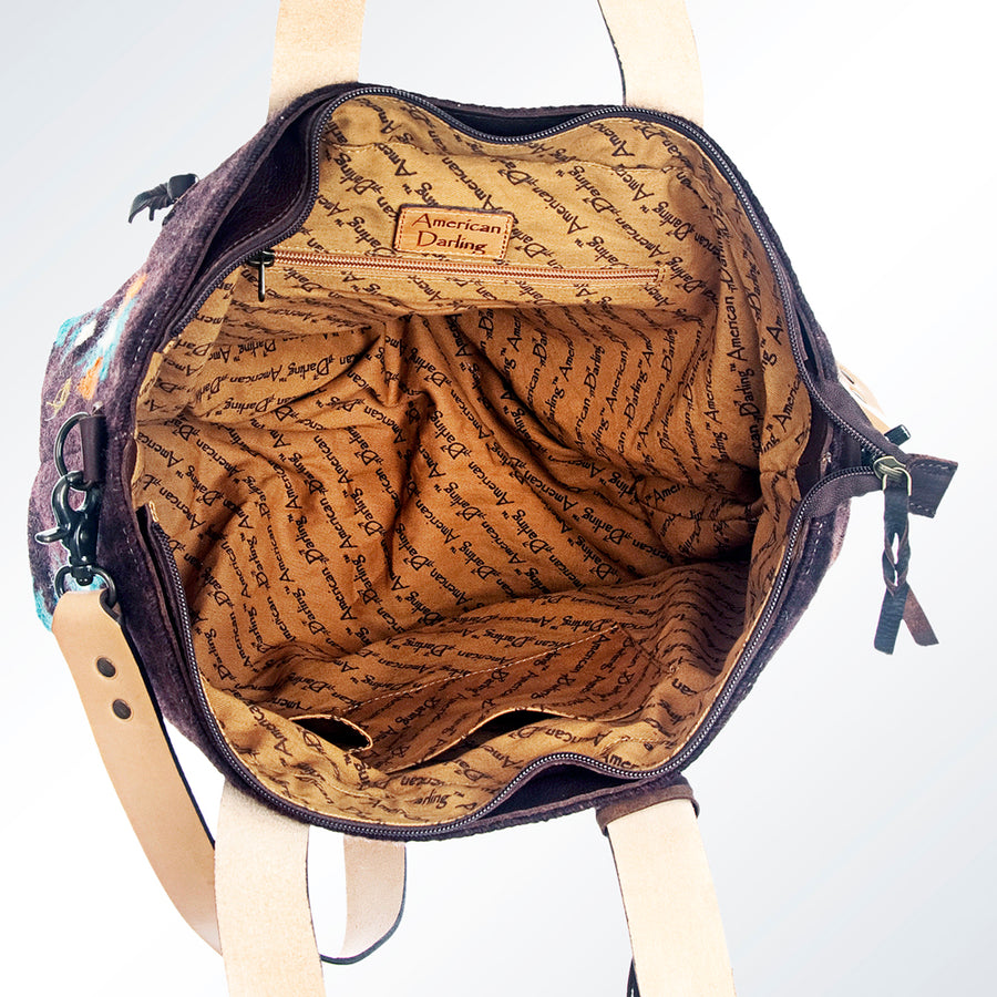 American Darling Tote Bag Hand Woven Saddle Blanket Genuine Leather Western Purse Large Shoulder Bag with YKK Zipper