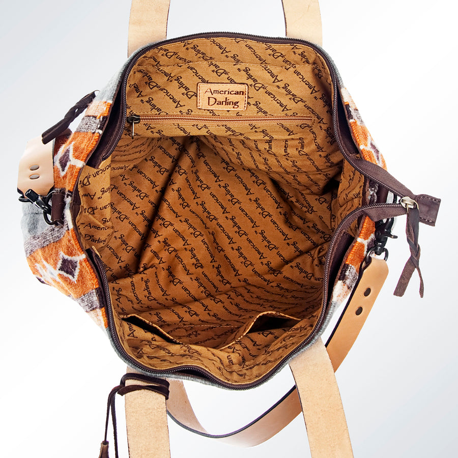 American Darling Tote Bag Hand Woven Saddle Blanket Genuine Leather Western Purse Large Shoulder Bag with YKK Zipper