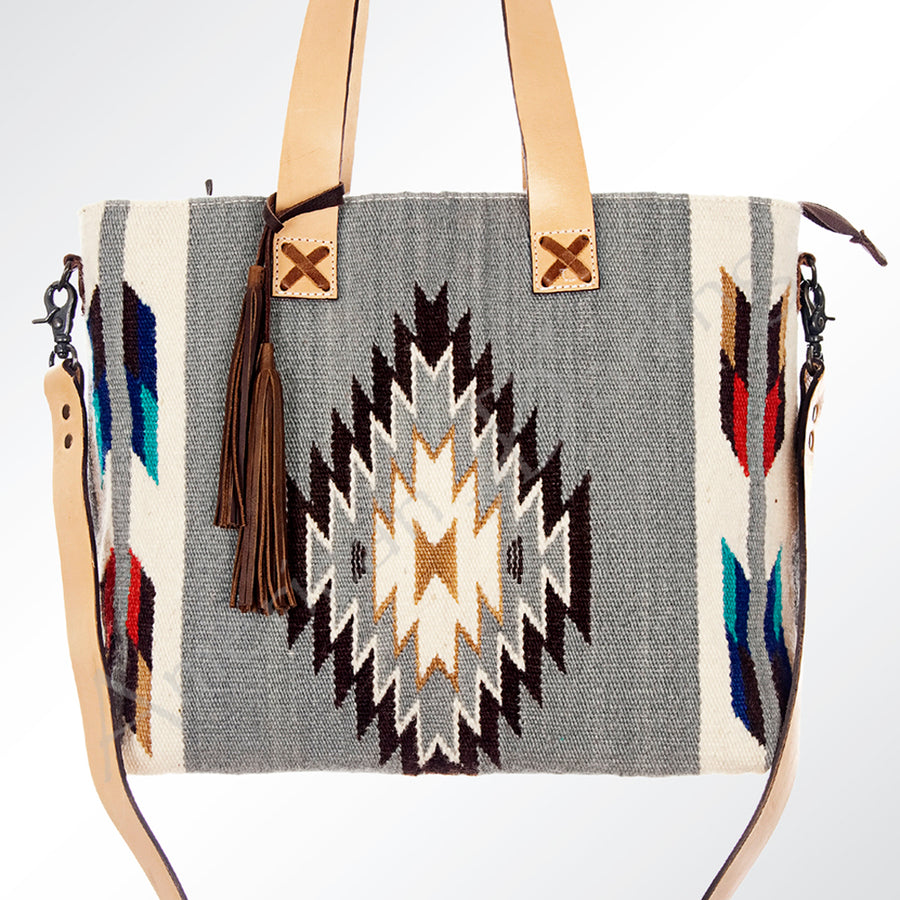 American Darling Tote Bag Hand Woven Saddle Blanket Genuine Leather Western Purse Large Shoulder Bag with YKK Zipper