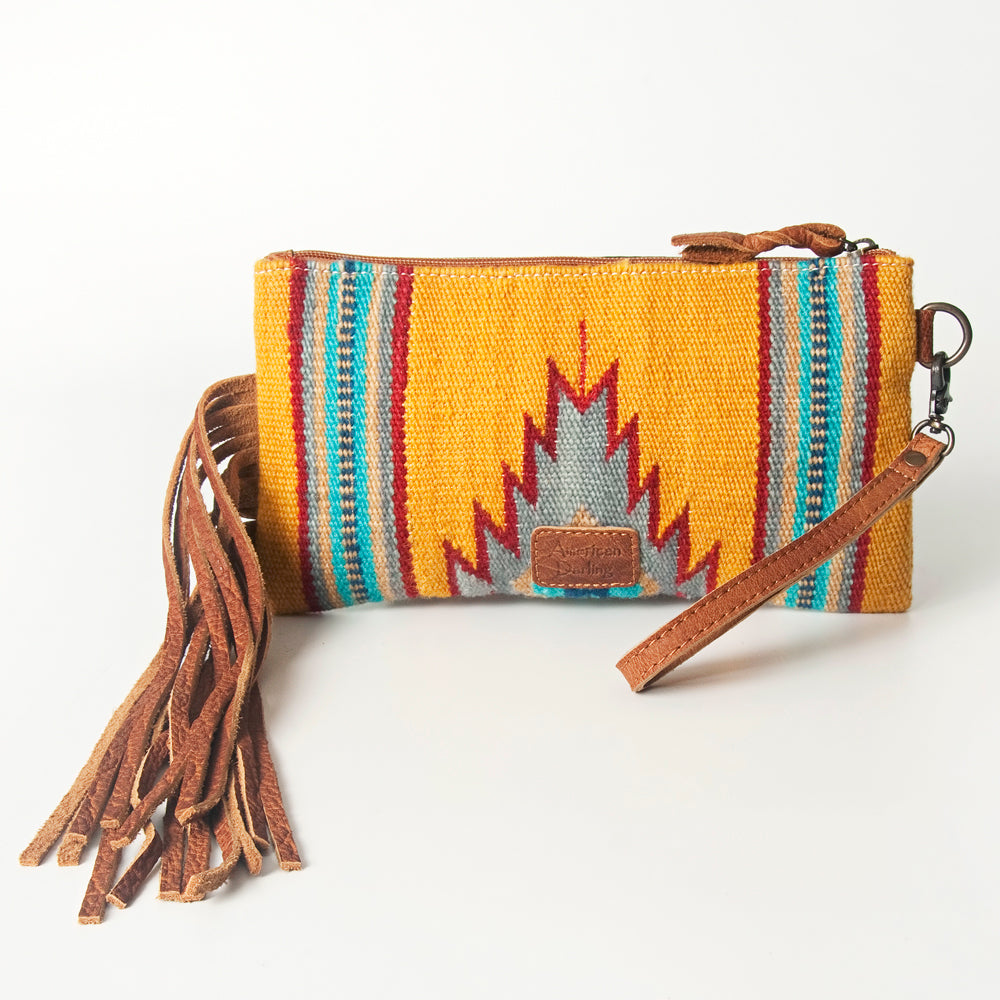 American Darling ADBG344TANA Wristlet Hand Tooled Saddle Blanket Genuine Leather Women Bag Western Handbag Purse