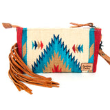 American Darling ADBG344TANB Wristlet Hand Tooled Saddle Blanket Genuine Leather Women Bag Western Handbag Purse