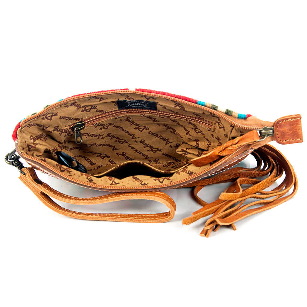 American Darling ADBG344TANDAR3 Wristlet Hand Tooled Saddle Blanket Genuine Leather Women Bag Western Handbag Purse