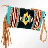 American Darling ADBG344TANDAR5 Wristlet Hand Tooled Saddle Blanket Genuine Leather Women Bag Western Handbag Purse