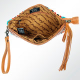 American Darling ADBG344TANDAR5 Wristlet Hand Tooled Saddle Blanket Genuine Leather Women Bag Western Handbag Purse