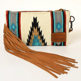 American Darling ADBG344TANDAR8 Wristlet Hand Tooled Saddle Blanket Genuine Leather Women Bag Western Handbag Purse