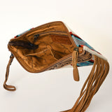 American Darling ADBG344TANDAR8 Wristlet Hand Tooled Saddle Blanket Genuine Leather Women Bag Western Handbag Purse