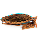 American Darling ADBG344TANDAR10 Wristlet Hand Tooled Saddle Blanket Genuine Leather Women Bag Western Handbag Purse