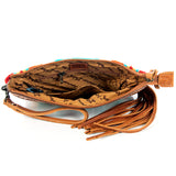 American Darling ADBG344TANDAR11 Wristlet Hand Tooled Saddle Blanket Genuine Leather Women Bag Western Handbag Purse