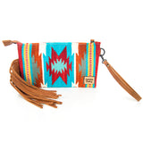 American Darling ADBG344TANDAR11 Wristlet Hand Tooled Saddle Blanket Genuine Leather Women Bag Western Handbag Purse