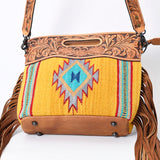 American Darling Clutch Hand Tooled Saddle Blanket Fabric Genuine Leather Western Women Bag Handbag Purse | Purses for Cute