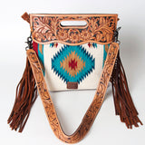American Darling Clutch Hand Tooled Saddle Blanket Fabric Genuine Leather Western Women Bag Handbag Purse | Purses for Cute