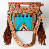 American Darling Clutch Hand Tooled Saddle Blanket Fabric Genuine Leather Western Women Bag Handbag Purse | Purses for Cute