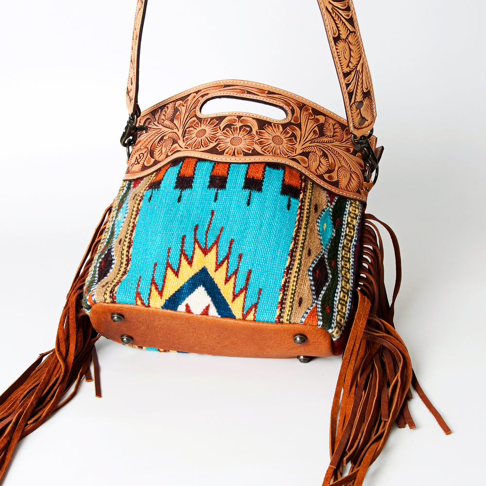 American Darling Clutch Hand Tooled Saddle Blanket Fabric Genuine Leather Western Women Bag Handbag Purse | Purses for Cute