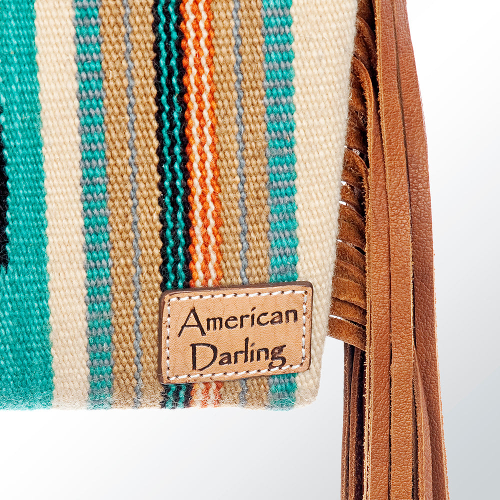 American Darling Clutch Hand Tooled Saddle Blanket Fabric Genuine Leather Western Women Bag Handbag Purse | Purses for Cute