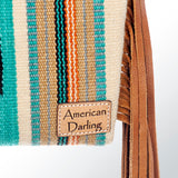 American Darling Clutch Hand Tooled Saddle Blanket Fabric Genuine Leather Western Women Bag Handbag Purse | Purses for Cute
