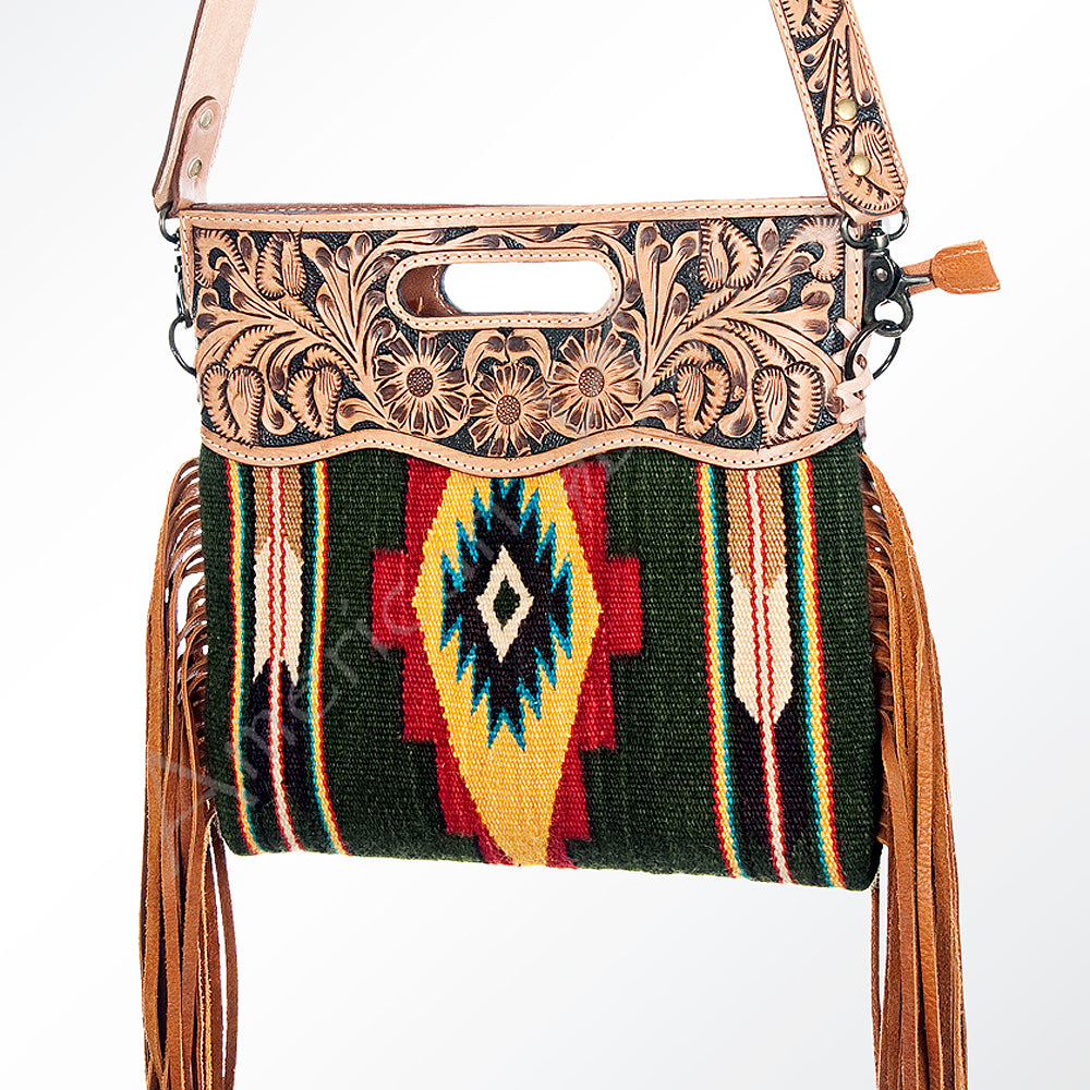 American Darling Clutch Hand Tooled Saddle Blanket Fabric Genuine Leather Western Women Bag Handbag Purse | Purses for Cute