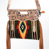American Darling Clutch Hand Tooled Saddle Blanket Fabric Genuine Leather Western Women Bag Handbag Purse | Purses for Cute