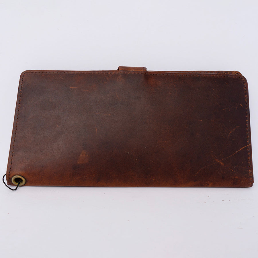 American Darling Wristlet Bag Hand Tooled Floral Carved Vegetable Tanned Western Leather Wallet Purse 4in x 8in