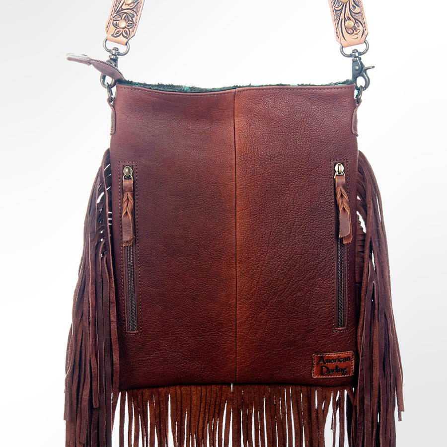 American Darling Large Crossbody Hand Tooled Hair On Genuine Leather Women Bag Western Handbag Purse