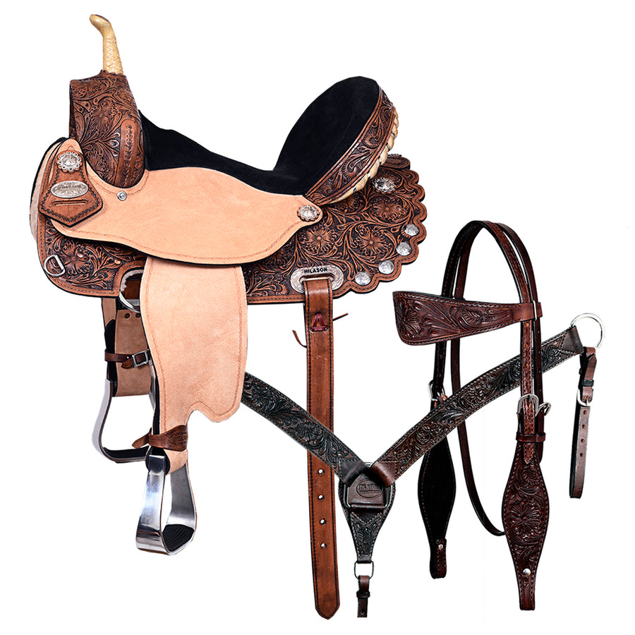 16 Western Horse Saddle American Leather Flex Trail Barrel Tack Hilason - Uhorse