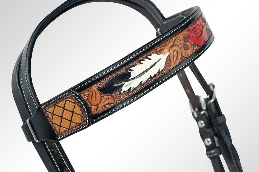 American Darling Western Horse Headstall Leather Dark Brown | Genuine