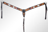 American Darling ADEE304-BC Western Horse Floral Breast Collor Genuine Leather Tan