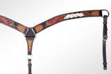 AMERICAN DARLING Western Horse Breast Collar Hand Carved Leather Dark Brown