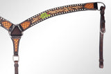 AMERICAN DARLING Western Horse Headstall Hand Carved Leather Dark Brown
