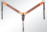 AMERICAN DARLING Western Horse Breast Collar Hand Carved American Leather Tan