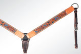 AMERICAN DARLING Western Horse Breast Collar Hand Carved American Leather Tan