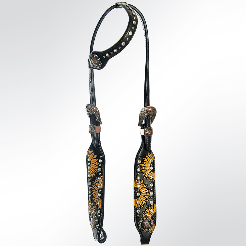 AMERICAN DARLING Western Horse One Ear Headstall Breast Collar Set Leather