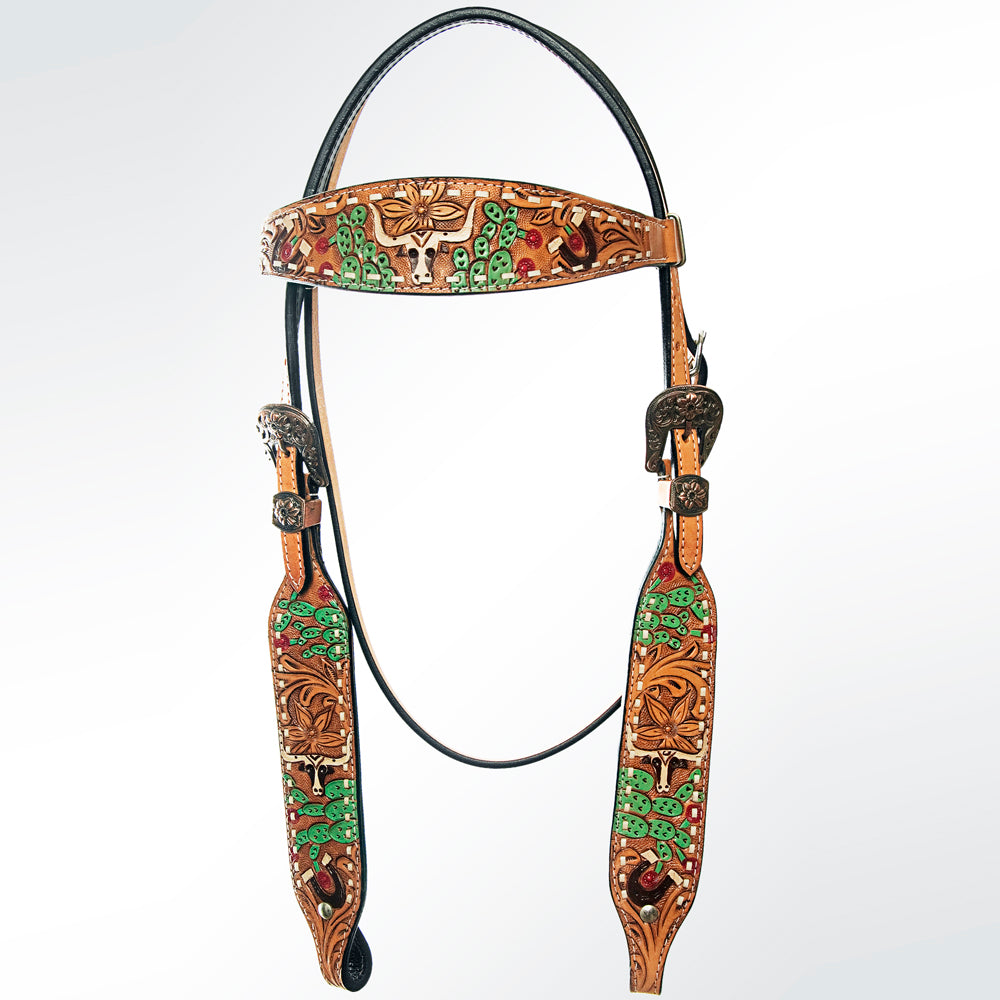 AMERICAN DARLING Western Horse Headstall Breast Collar Set Leather