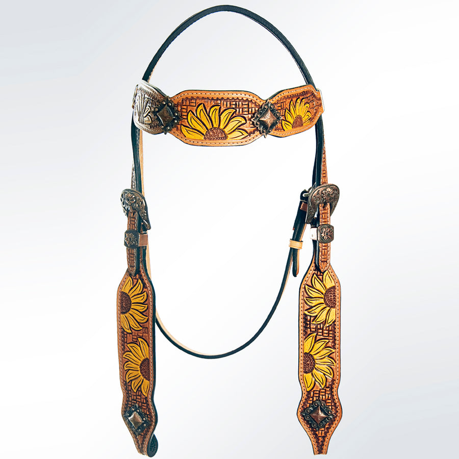 AMERICAN DARLING Western Horse Headstall Tack Genuine Leather - Uhorse
