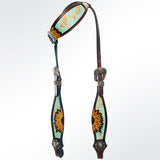 AMERICAN DARLING Western Horse One Ear Headstall Breast Collar Set Leather