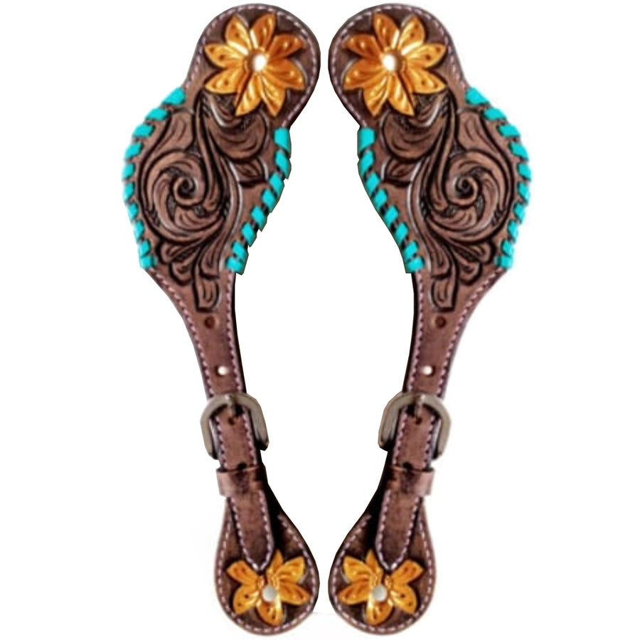 Bar H Equine Leather Spurs Straps for Adults Western Womens Spur Horse Riding Barrel Racing Show and Rodeo Strap Adult Women