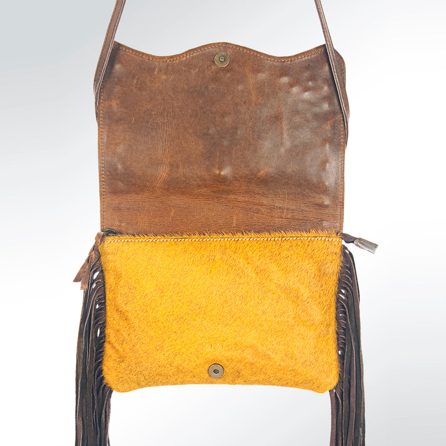 American Darling Small Cross body Bag Rivetted Concho Hair-On Cowhide Genuine Leather Purse Fringes with YKK Zipper