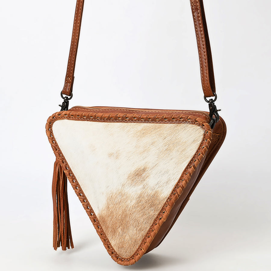 American Darling Hair-On Cowhide Western Leather Cross body Bag with Braided Edge - Uhorse
