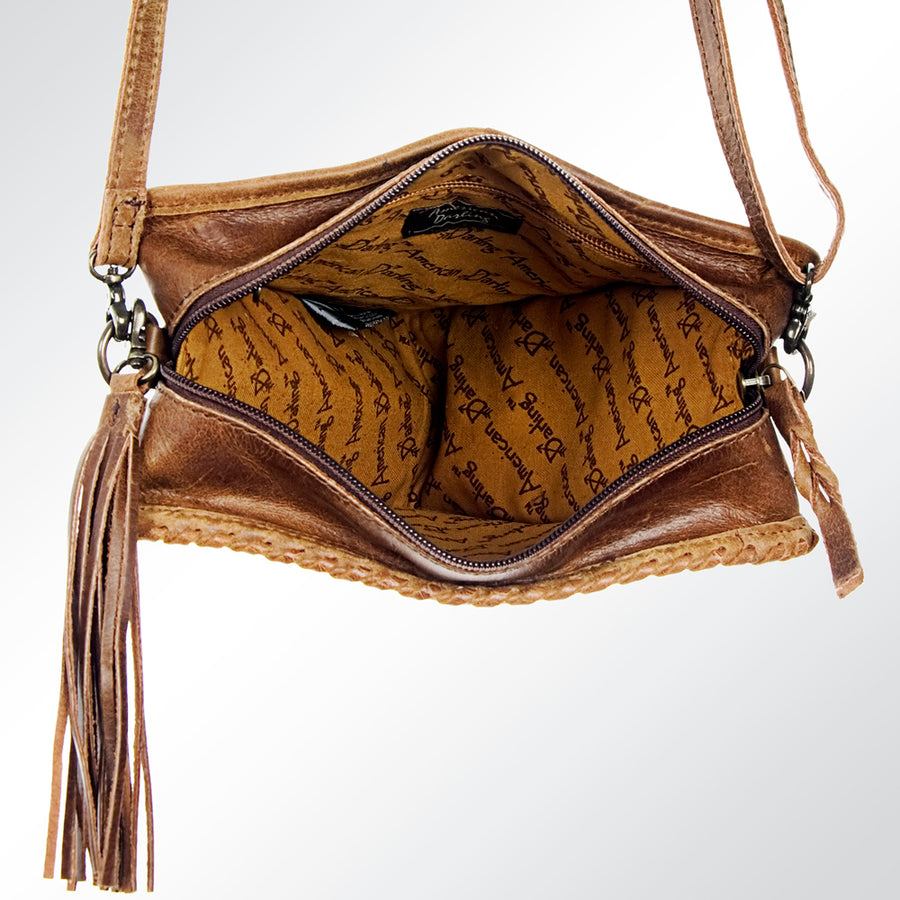 American Darling Cross body Bag Hand Tooled Floral Carved Genuine Leather Western Purse with YKK Zipper