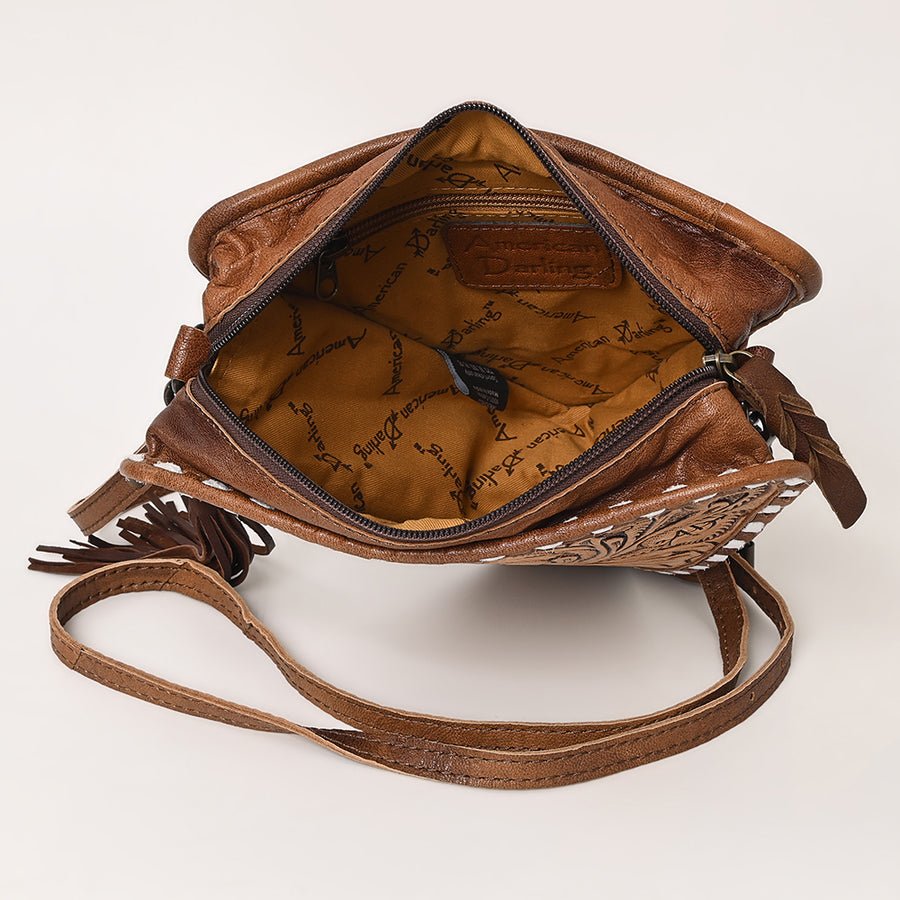 American Darling Cross body Bag Hand Tooled Floral Carved Genuine Leather Western Purse with YKK Zipper