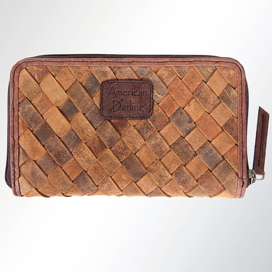 American Darling Organiser Handcrafted Basket Weave Genuine Vegetable Tanned Leather Western Wallet 4.5in X 8in