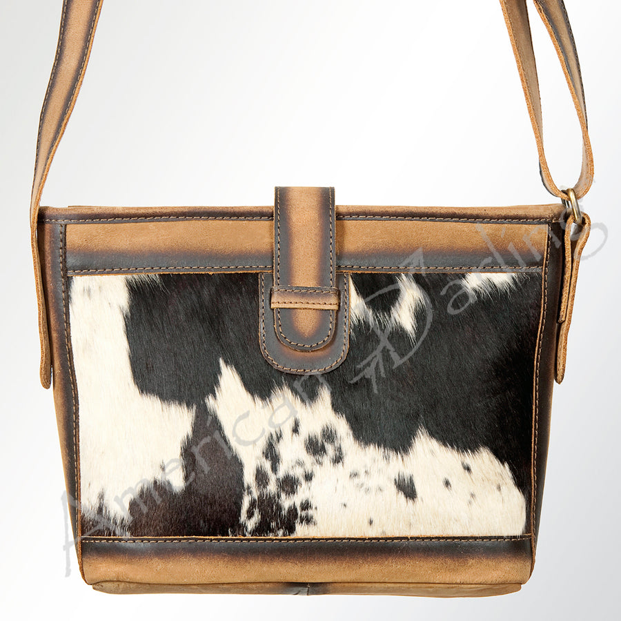 American Darling Cross body Bag Hair-On Cowhide Genuine Vegetable Tanned Leather Western Purse 8in X 9.25in X 3in