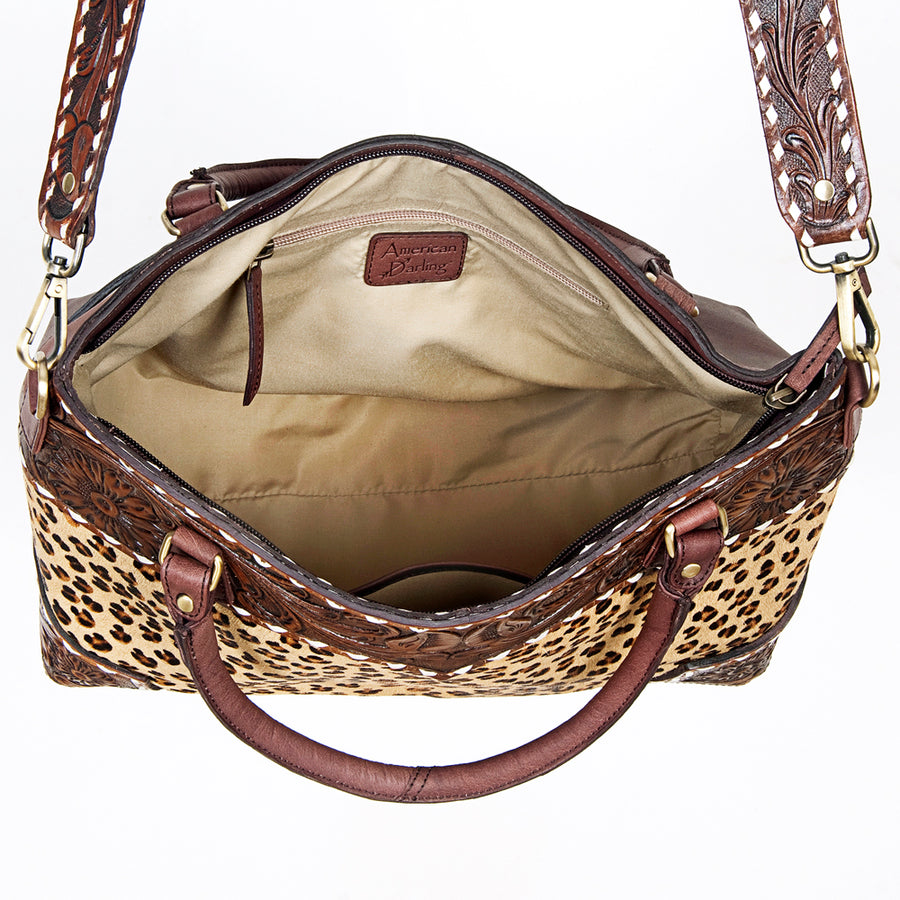 American Darling Tote Hand Tooled Hair on Genuine Leather Western Women Bag Handbag Purse | Travel Bags College Casual