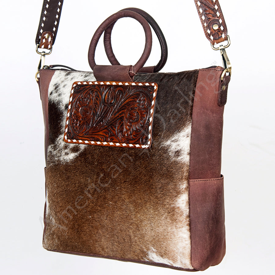 American Darling Tote Hand Tooled Hair on Genuine Leather Western Women Bag Handbag Purse | Travel Bags College - Uhorse