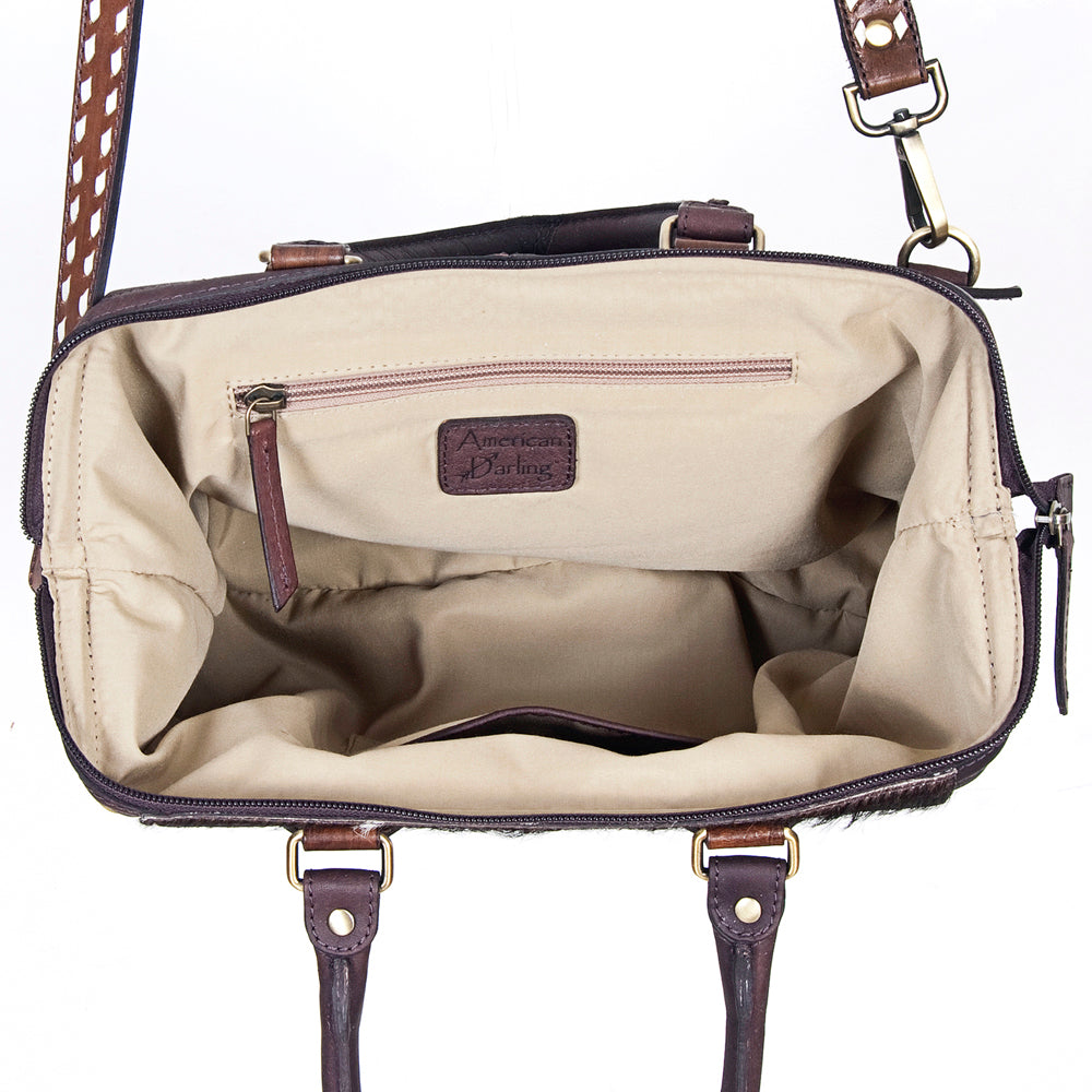 American Darling Tote Hand Tooled Hair on Genuine Leather Western Women Bag Handbag Purse | Travel Bags College Casual