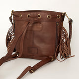 American Darling Bucket Hand Tooled Hair-On Genuine Leather Women Bag Western Handbag Purse