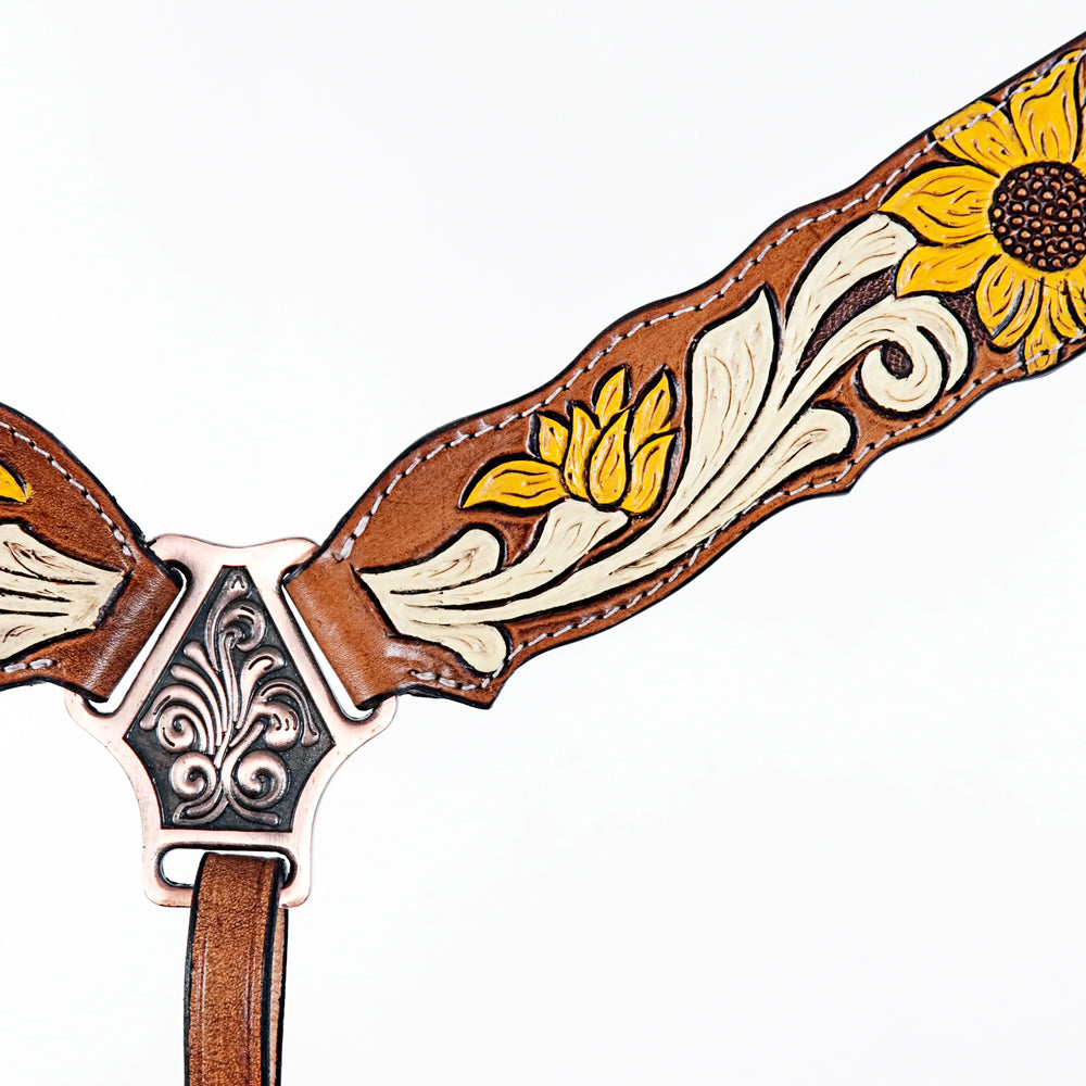 AMERICAN DARLING Western Horse One Ear Headstall Breast Collar Set Leather