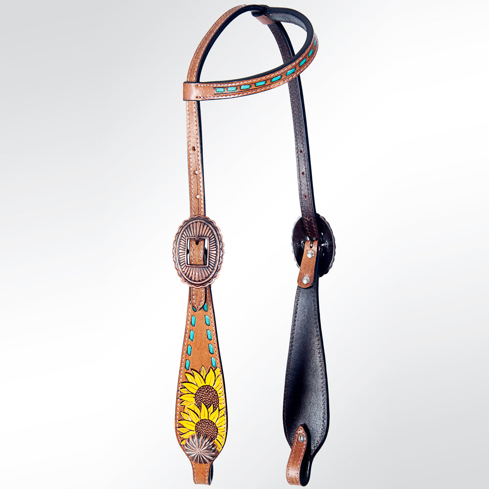 AMERICAN DARLING Western Horse One Ear Headstall Breast Collar Set Leather