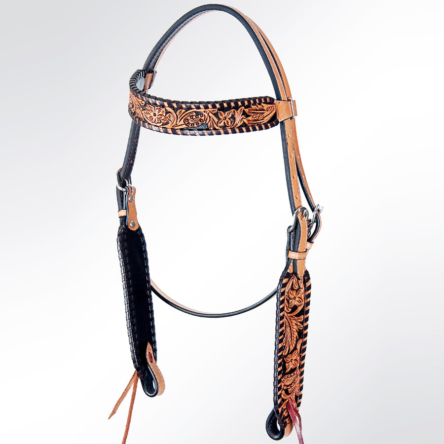 American Darling ADPAF120-HS Western Horse Floral Headstall Genuine Leather Tan